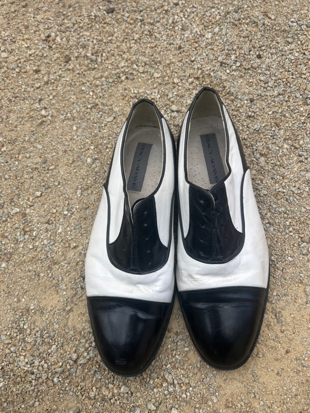 Stacy Adams Black and White Two-Tone Cap-Toe Oxfords